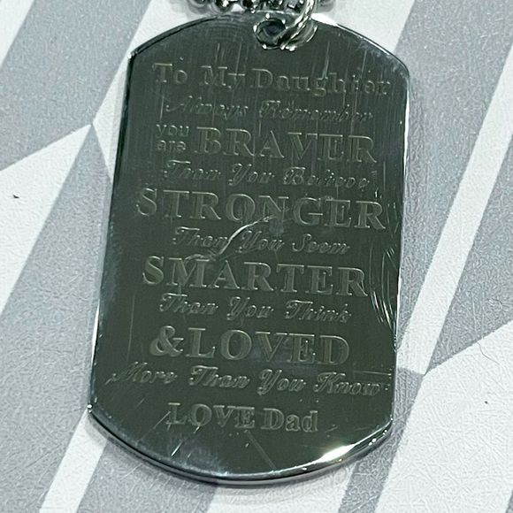 New To Daughter Love Dad Dog Tag Pendant Inspirational Gift Necklace - Picture 5 of 10
